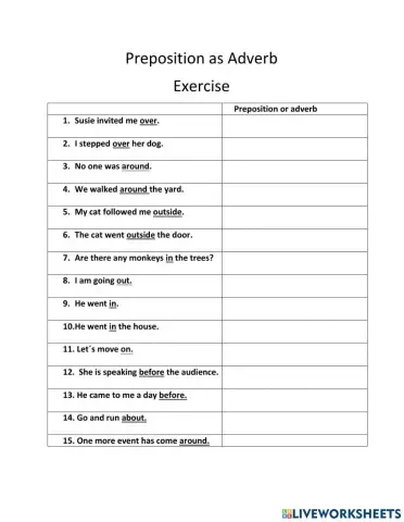 Prepositions as adverbs