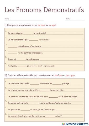 Les pronoms démonstratifs (Miriam Amores)