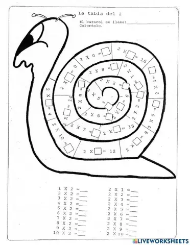 Tabla del 2 (Caracol)
