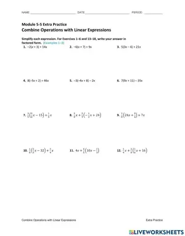 Module 5-5 Combine Operations with Linear Expressions
