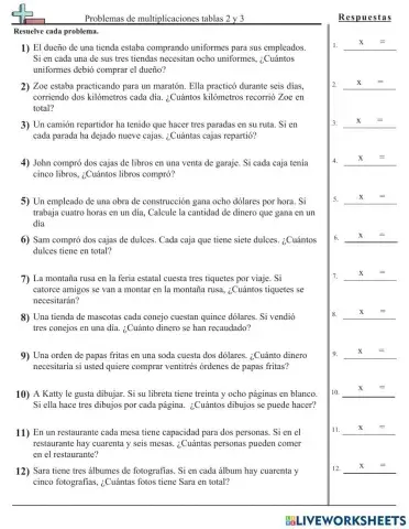 Problemas tablas 2 y 3