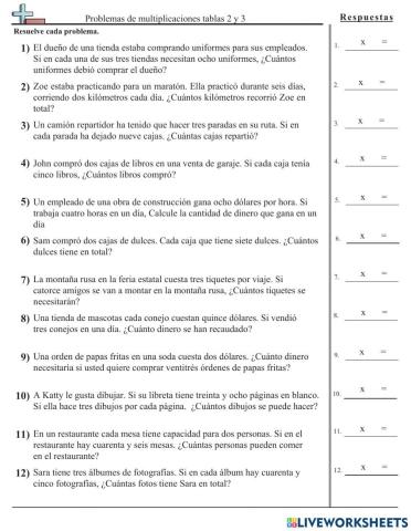 Problemas tablas 2 y 3