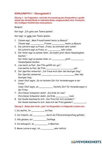 Konjunktiv I - Übungsblatt 4