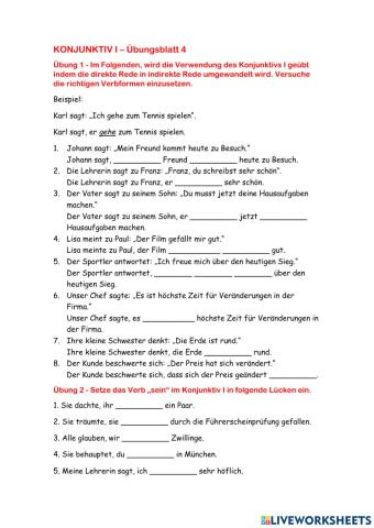 Konjunktiv I - Übungsblatt 4