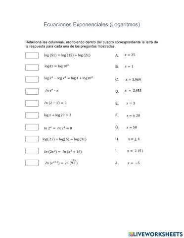 Ecuaciones Exponenciales (logaritmos)