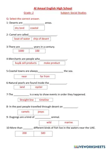 Sst worksheet week 8