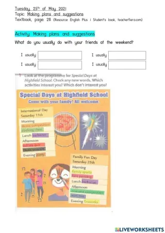 ENGLISH YEAR 5 Starter unit