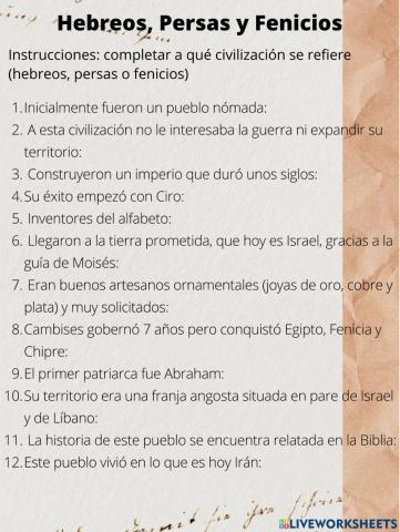 Pueblos hebreo, persas y fenicios