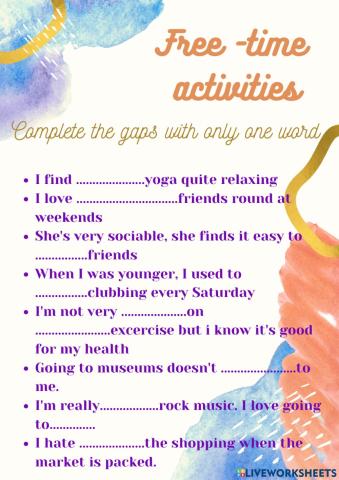 Free time activities