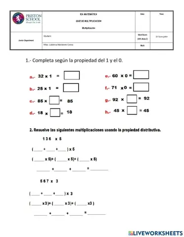Quiz de multiplicación