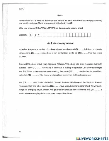 Reading & Use of English part 2