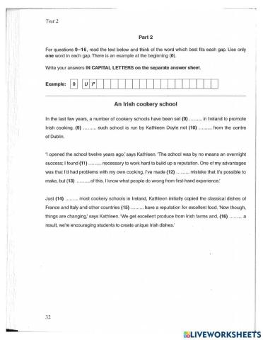 Reading & Use of English part 2