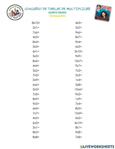 Tablas de multiplicar