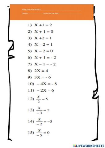 Ecuaciones sencillas