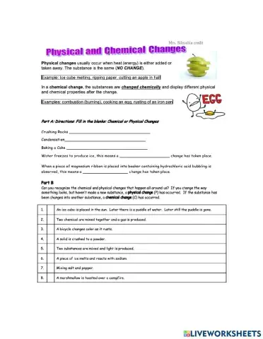 Physical vs chemical changes