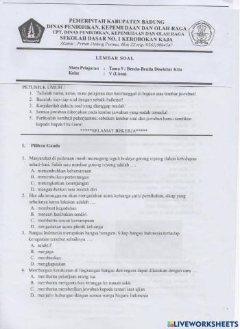 Ulangan Umum Tema 9