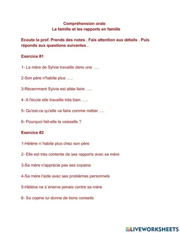 Les rapports en famille et entre amis