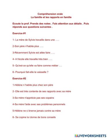 Les rapports en famille et entre amis