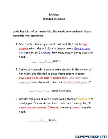 Division word problems