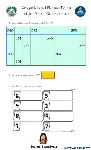 Números del 250 al 300