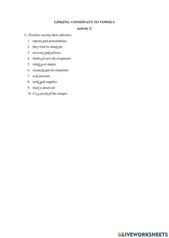 Linking consonant to vowel