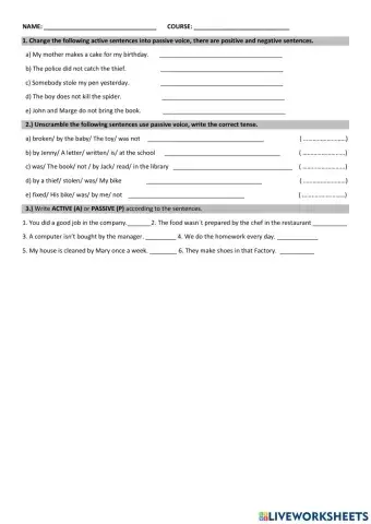 Passive voice Positive ans Negative