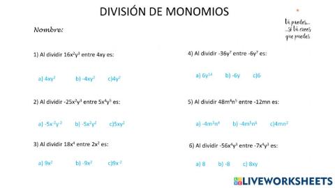 División de monomios