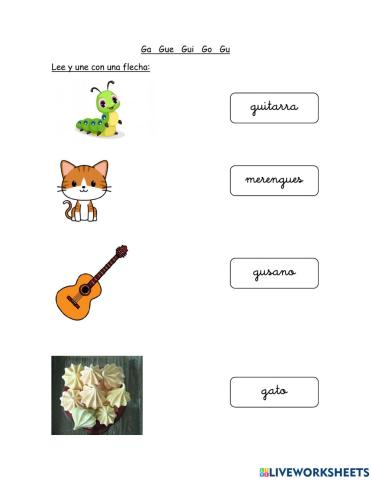 Palabras con ga  gue  gui  go  gu