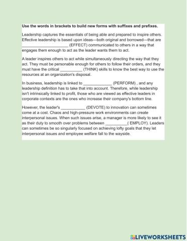 LEADERSHIP WORD FORMAITON