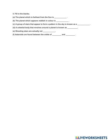 Stars and solar system