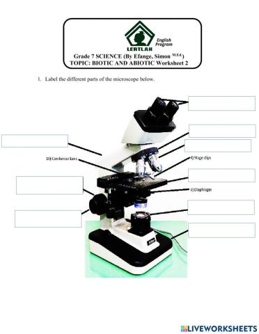 Parts of the microscope