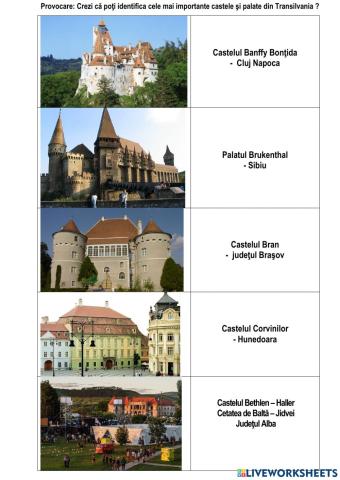 Provocare: Crezi că poţi identifica principalele castele şi palate din Transilvania?
