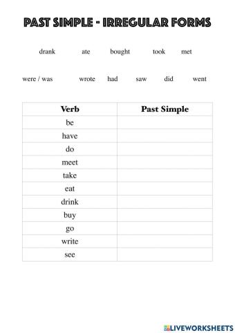 Past simple forms - easy