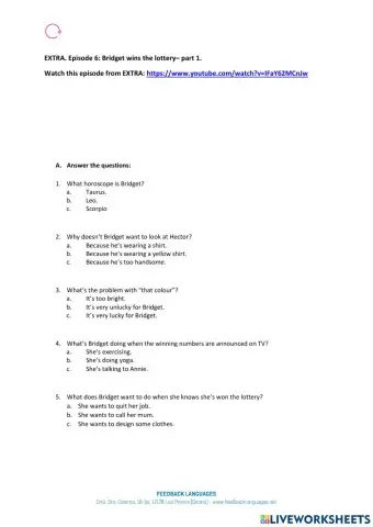 Extra Episode 6 Part 1 - Bridget wins the lottery