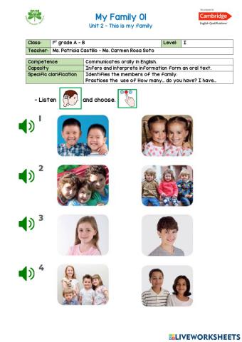 1st grade - My Family