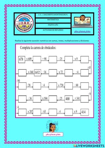 Sucesiones con operaciones básicas.