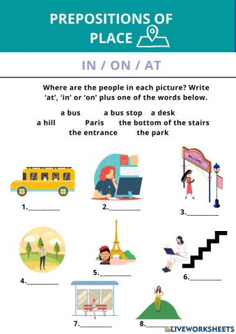 Prepositions of place In At On