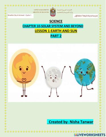 Chapter 10 lesson 1- EARTH AND SUN PART 2