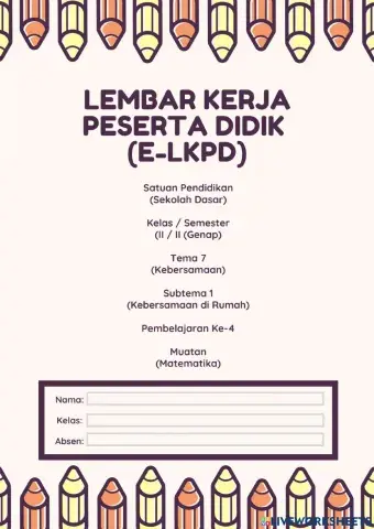 LKPD Matematika Tema 7 Subtema 1 Pbl. 4