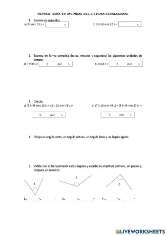 Repaso sistema sexagesimal