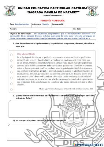 Ficha interactiva - Filosofía y sabiduría