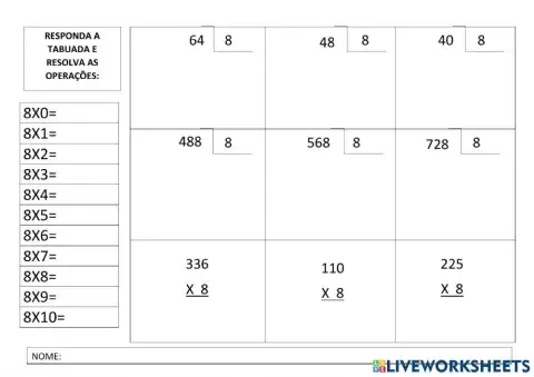 Divisão e multiplicação simples