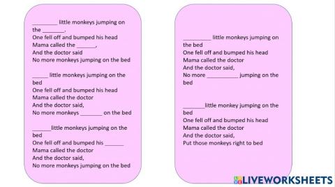 Monkeys jumping on the bed