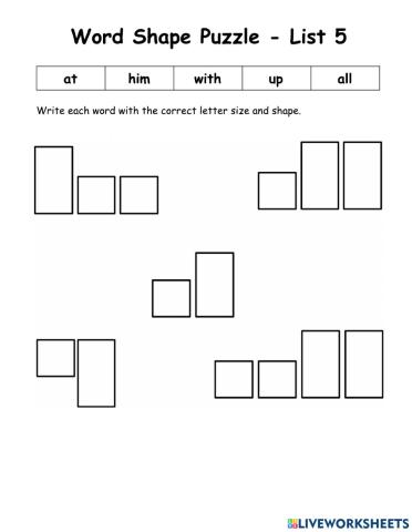 WOW - List 5 - 5 Words - Word Puzzle