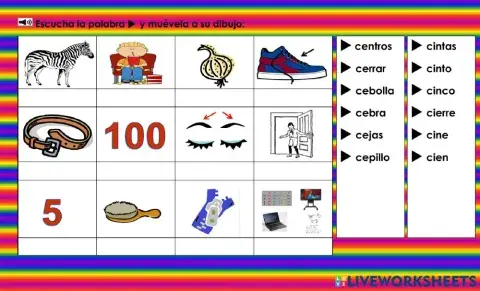 CeCi: Escucha las palabras y muévelas debajo de su dibujo