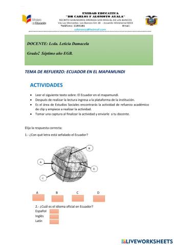 Ecuador en el mapamundi