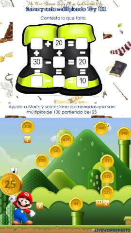 Suma y resta de múltiplos de 10 y 100
