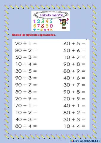 Cálculo mental - Sumar decenas y unidades 2