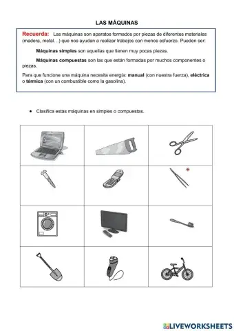 Las máquinas (ficha adaptada)