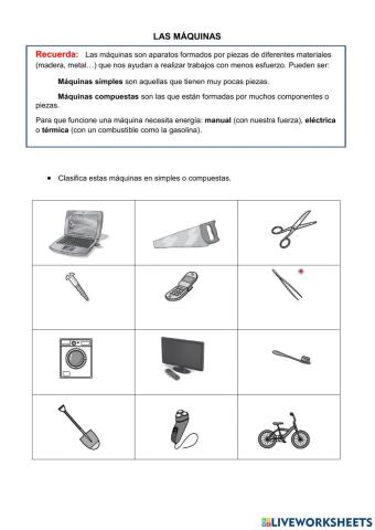 Las máquinas (ficha adaptada)